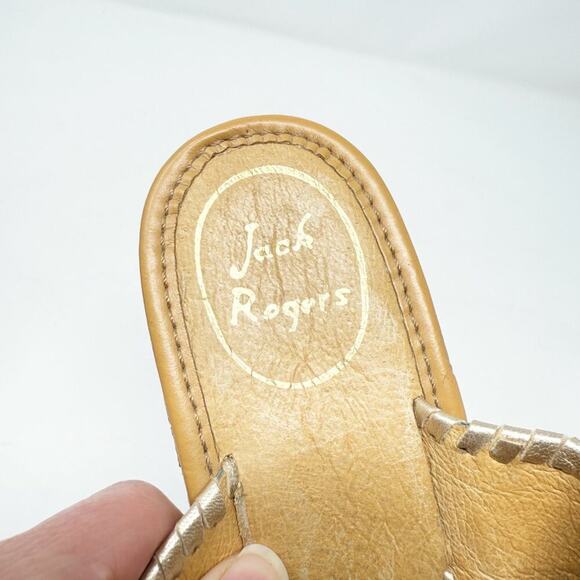 NWOB Jack Rogers Sage Green Leather Cork Wedge Sandals Women's 10 Thong Style - Picture 8 of 10